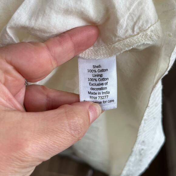 Lauren Conrad V Neck Cream Ruffle Cottagecore Mini Dress Sz M - Picture 7 of 8